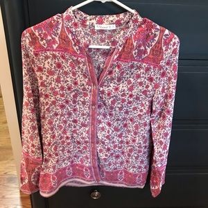 Block print / boho / floral top XS